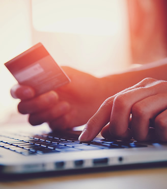 Man using a credit card to make a purchase